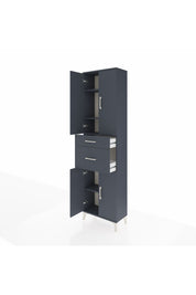 Arges Dolap 4 Raflı 2 Çekmeceli 4 Kapaklı 60x30x221 Antrasit-Antrasit