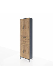 Arges Dolap 4 Raflı 2 Çekmeceli 4 Kapaklı 60x30x221 Antrasit-Çam