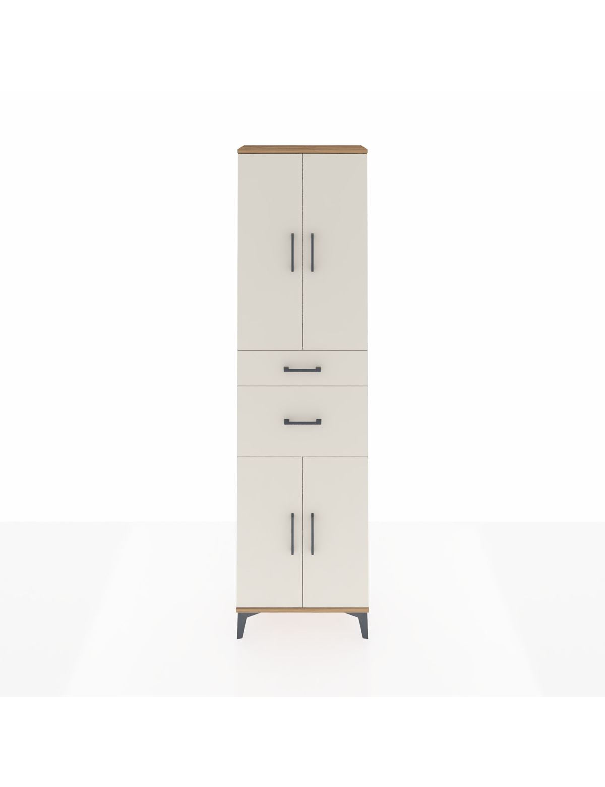 Arges Dolap 4 Raflı 2 Çekmeceli 4 Kapaklı 60x30x221 Çam-Aytaşı