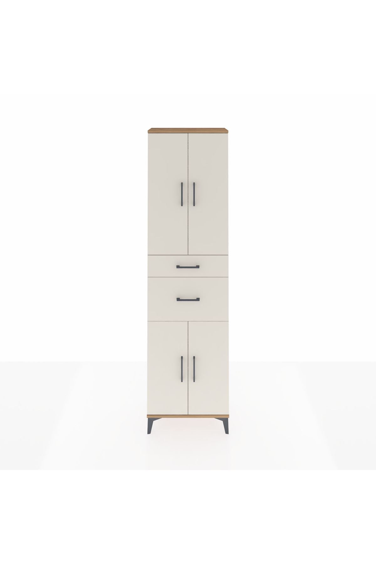 Arges Dolap 4 Raflı 2 Çekmeceli 4 Kapaklı 60x30x221 Çam-Aytaşı