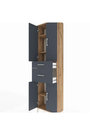 Arges Dolap 4 Raflı 2 Çekmeceli 4 Kapaklı 60x30x221 Çam-Antrasit