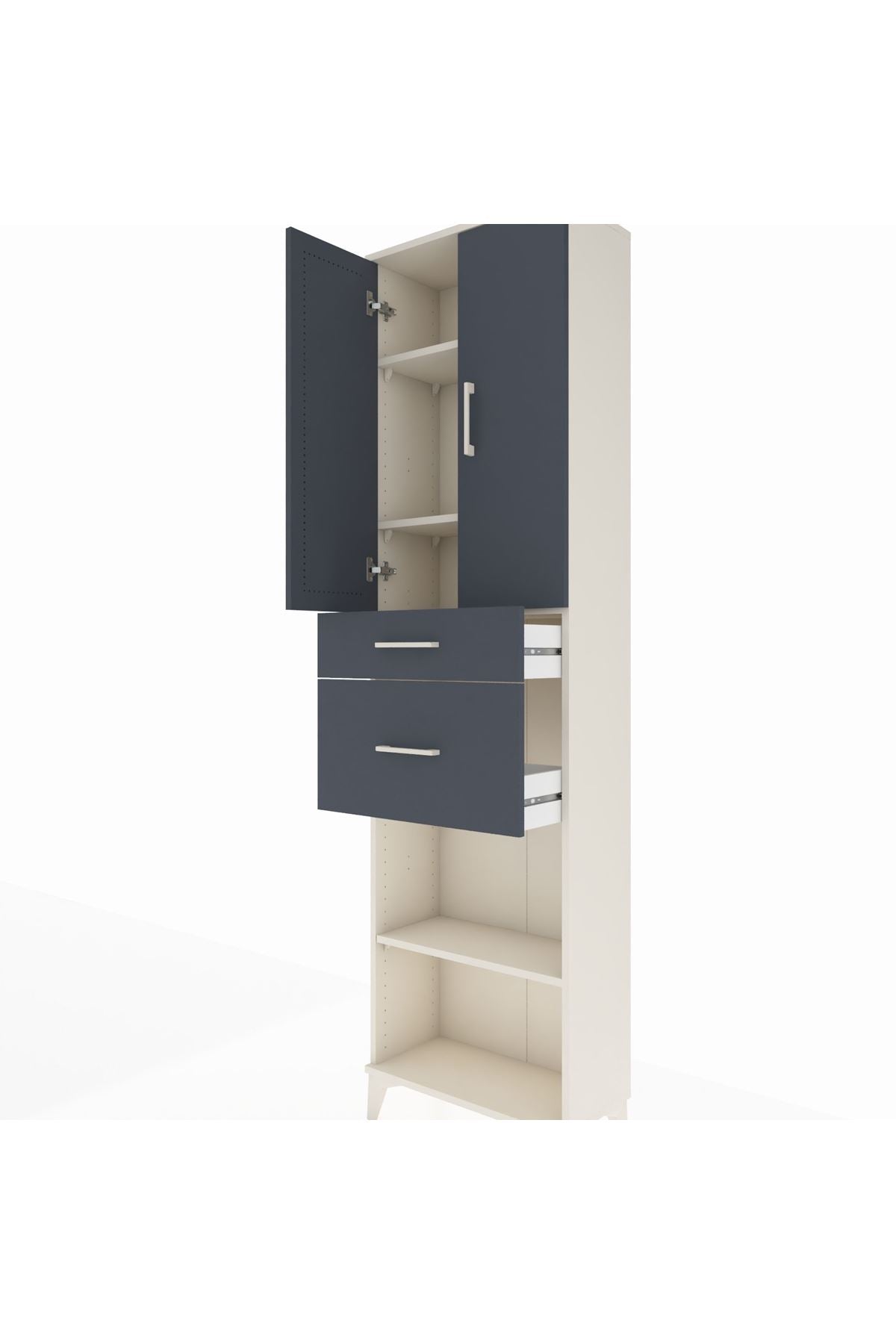 Arges Dolap 4 Raflı 2 Çekmeceli 2 Kapaklı 60x30x221 Aytaşı-Antrasit