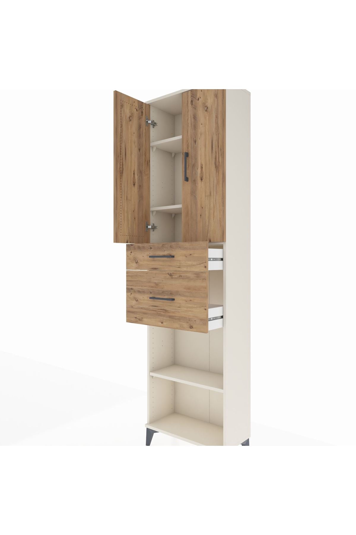 Arges Dolap 4 Raflı 2 Çekmeceli 2 Kapaklı 60x30x221 Aytaşı-Çam