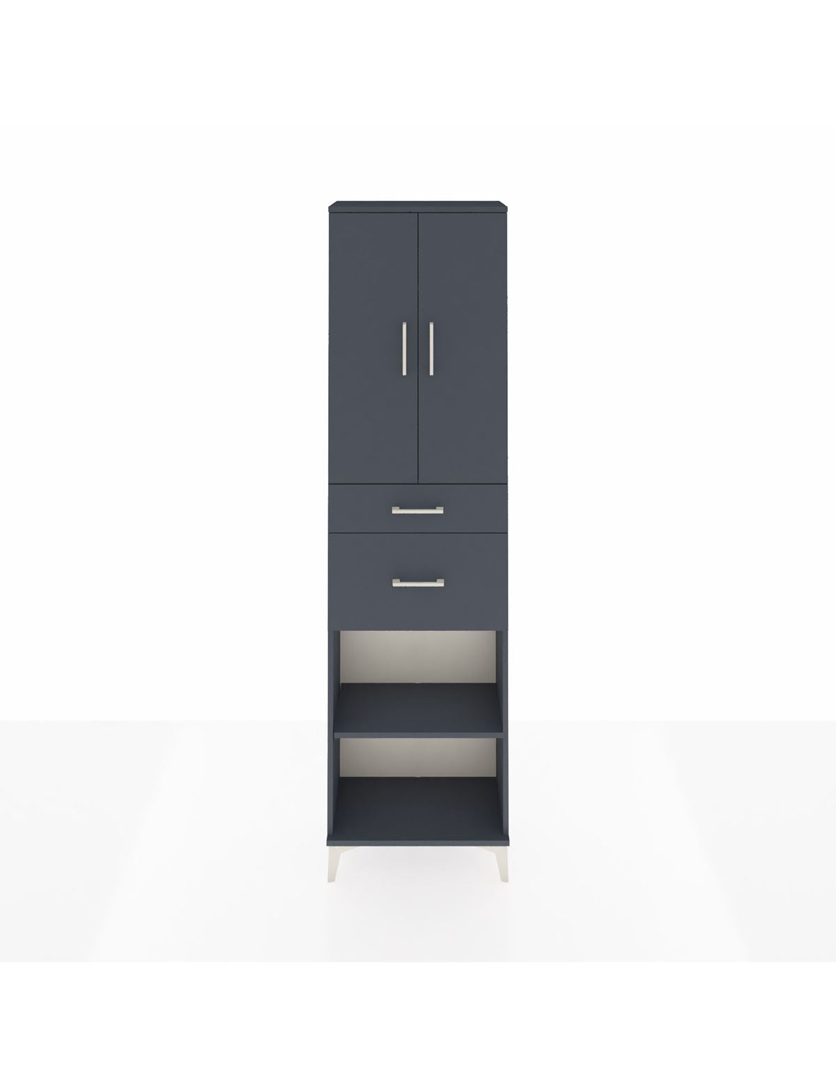 Arges Dolap 4 Raflı 2 Çekmeceli 2 Kapaklı 60x30x221 Antrasit-Antrasit
