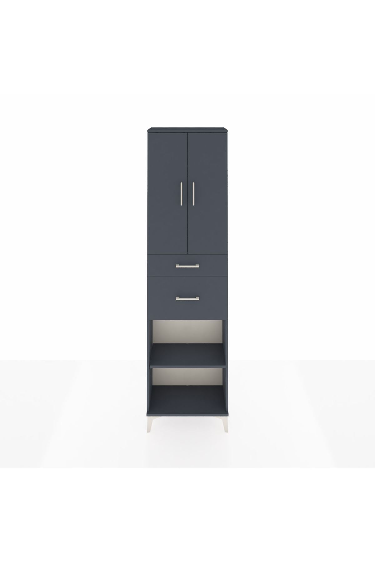 Arges Dolap 4 Raflı 2 Çekmeceli 2 Kapaklı 60x30x221 Antrasit-Antrasit