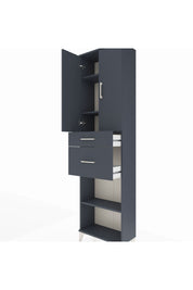 Arges Dolap 4 Raflı 2 Çekmeceli 2 Kapaklı 60x30x221 Antrasit-Antrasit