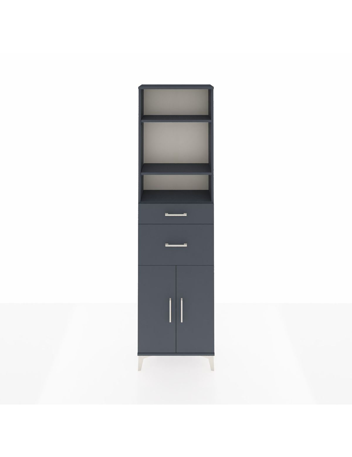 Arges Dolap 4 Raflı 2 Çekmeceli 2 Kapaklı 60x30x221 Antrasit-Antrasit
