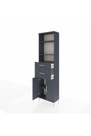 Arges Dolap 4 Raflı 2 Çekmeceli 2 Kapaklı 60x30x221 Antrasit-Antrasit