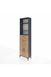 Arges Dolap 4 Raflı 2 Çekmeceli 2 Kapaklı 60x30x221 Antrasit-Çam