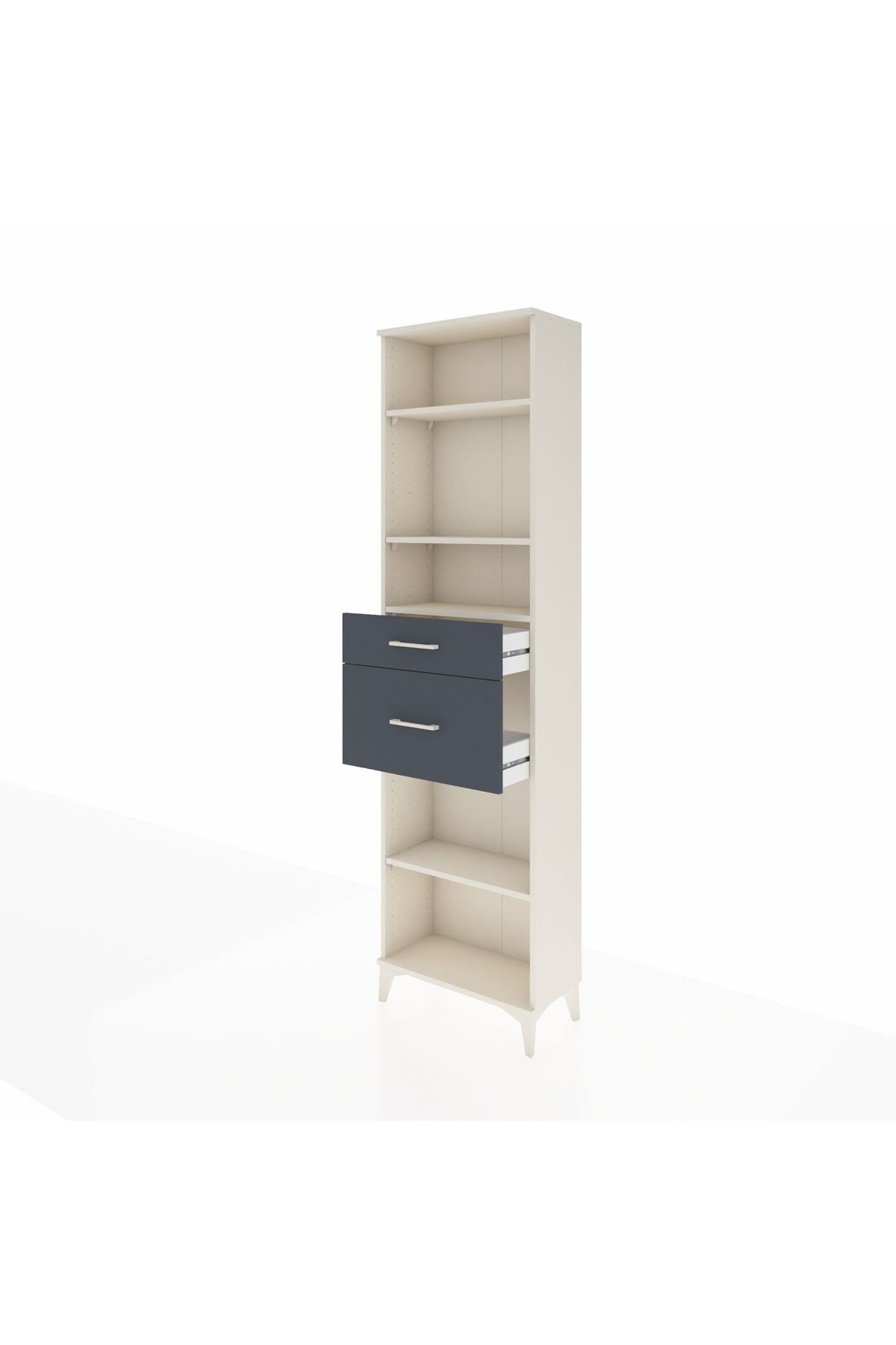 Arges Dolap 4 Raflı 2 Çekmeceli 60x30x221 Aytaşı-Antrasit