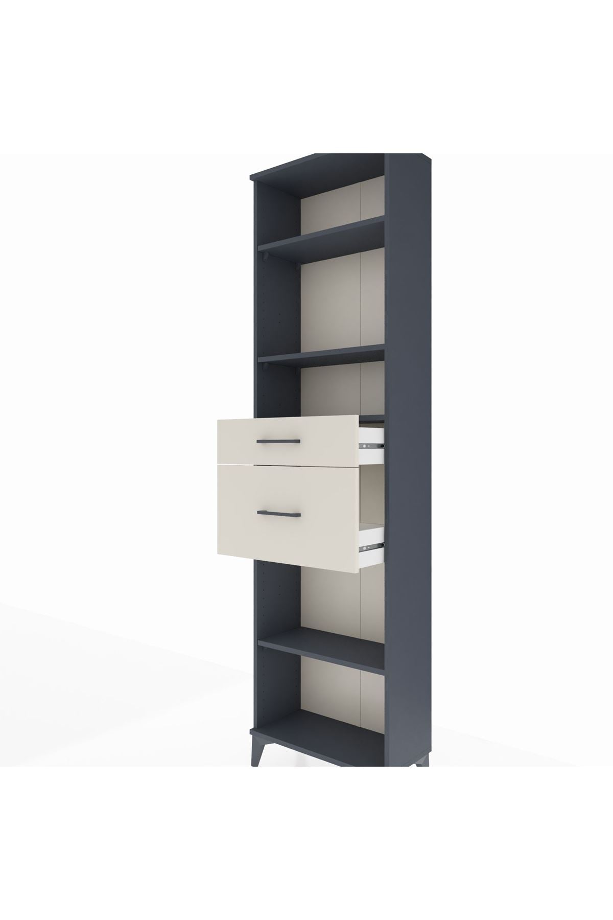 Arges Dolap 4 Raflı 2 Çekmeceli 60x30x221 Antrasit-Aytaşı