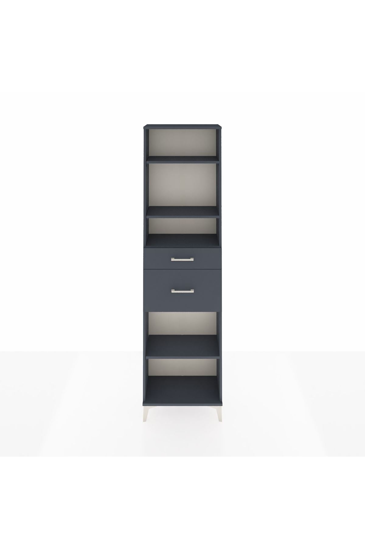 Arges Dolap 4 Raflı 2 Çekmeceli 60x30x221 Antrasit-Antrasit