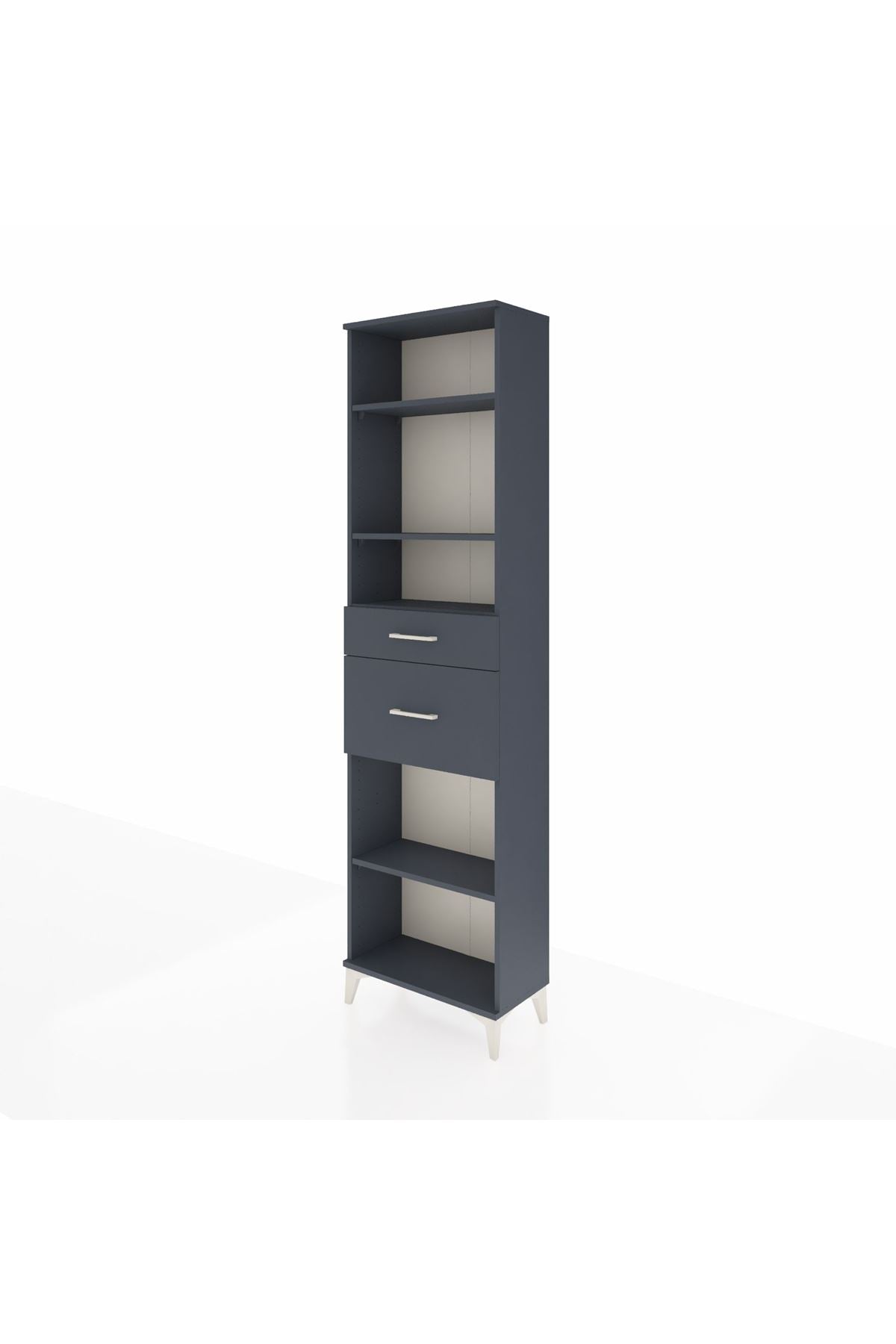 Arges Dolap 4 Raflı 2 Çekmeceli 60x30x221 Antrasit-Antrasit