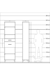 Arges Dolap 4 Raflı 2 Çekmeceli 60x30x221 Antrasit-Çam