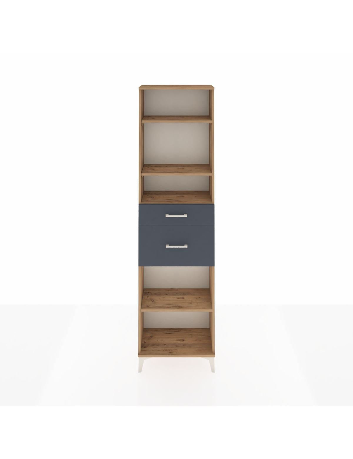 Arges Dolap 4 Raflı 2 Çekmeceli 60x30x221 Çam-Antrasit