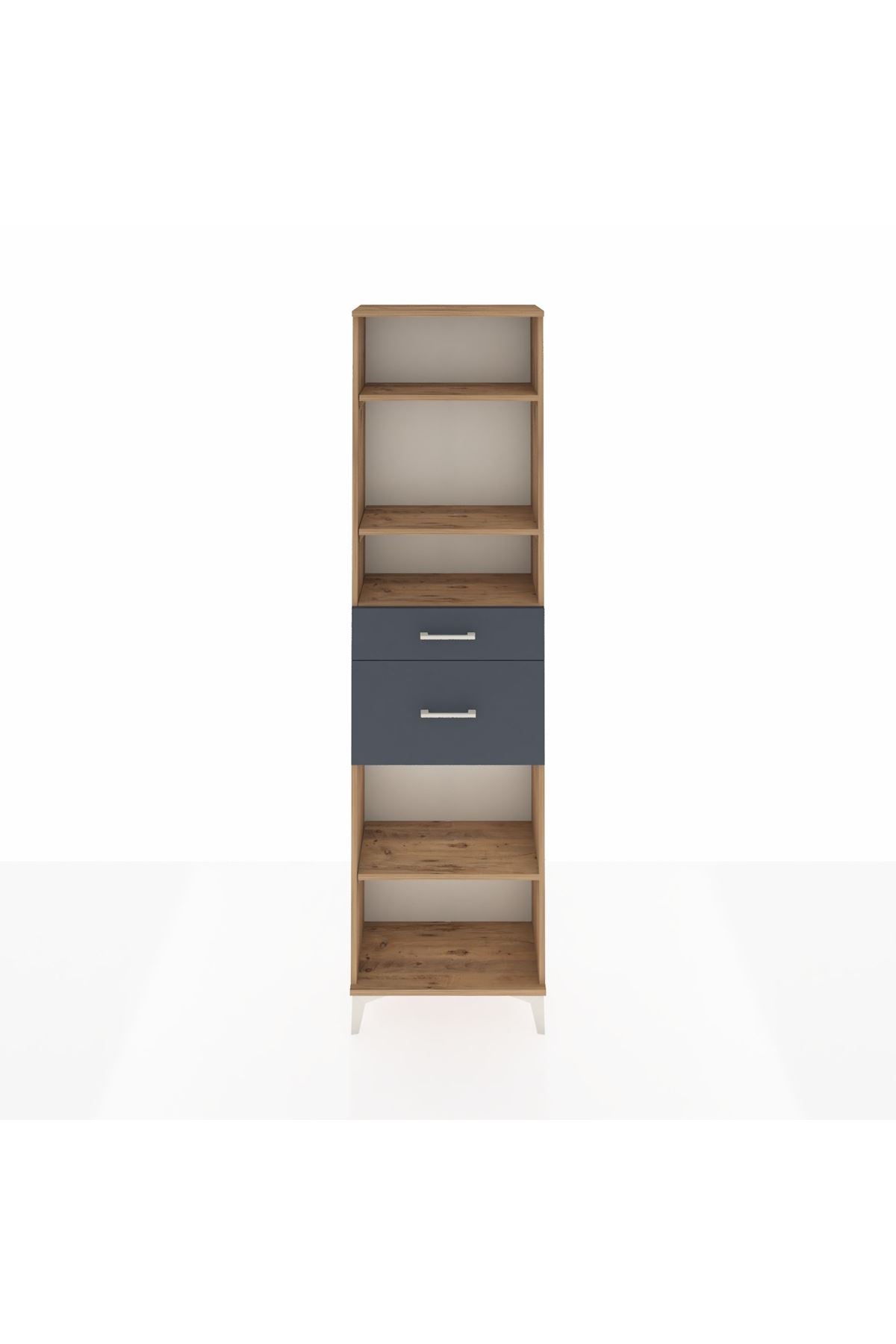 Arges Dolap 4 Raflı 2 Çekmeceli 60x30x221 Çam-Antrasit