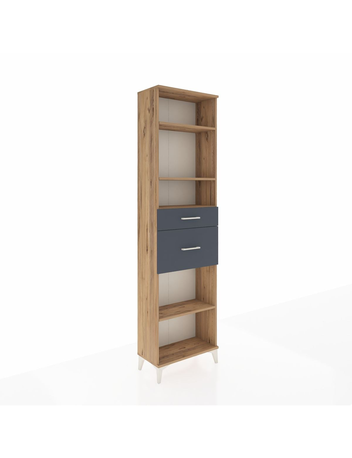 Arges Dolap 4 Raflı 2 Çekmeceli 60x30x221 Çam-Antrasit