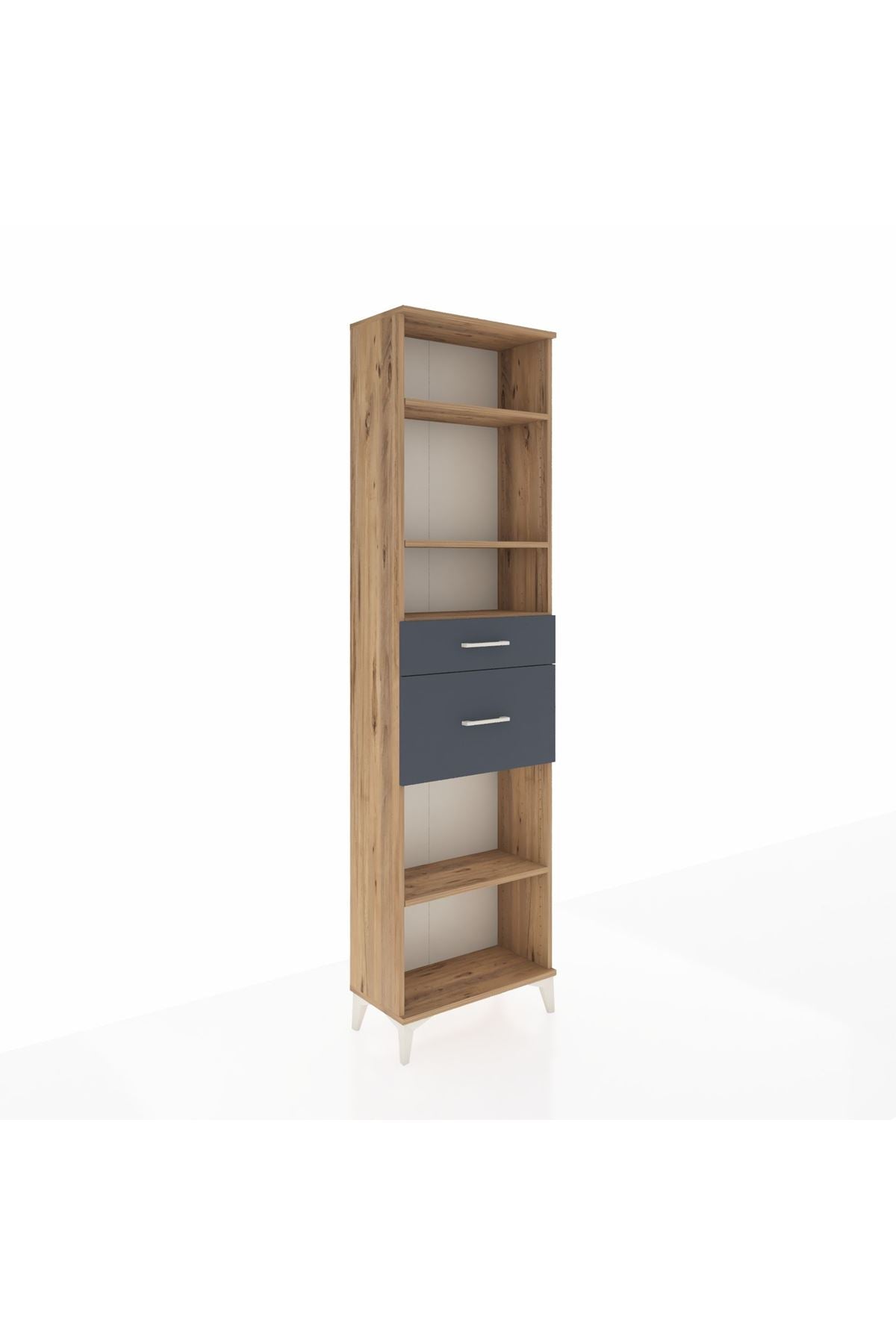 Arges Dolap 4 Raflı 2 Çekmeceli 60x30x221 Çam-Antrasit