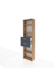 Arges Dolap 4 Raflı 2 Çekmeceli 60x30x221 Çam-Antrasit