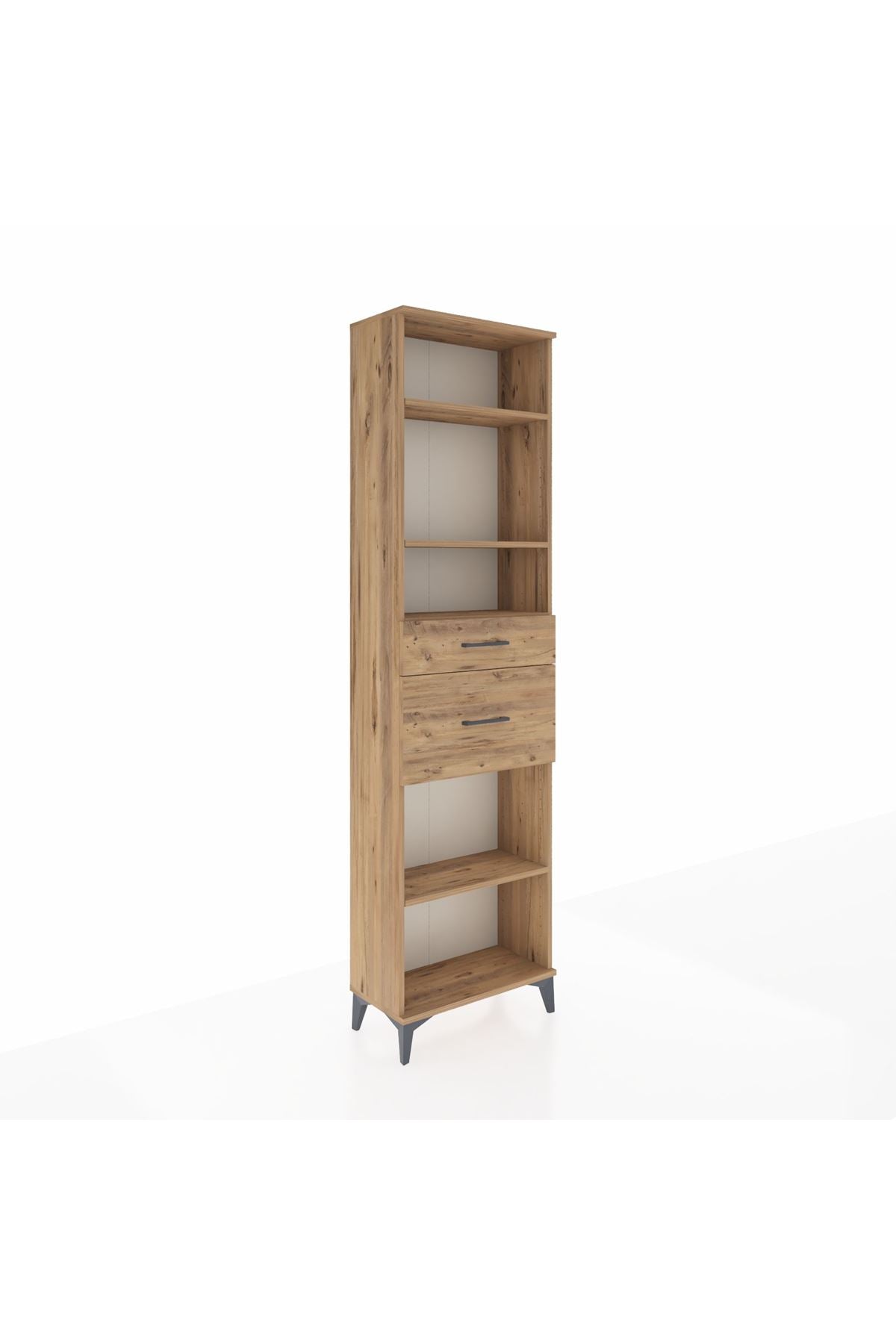 Arges Dolap 4 Raflı 2 Çekmeceli 60x30x221 Çam-Çam