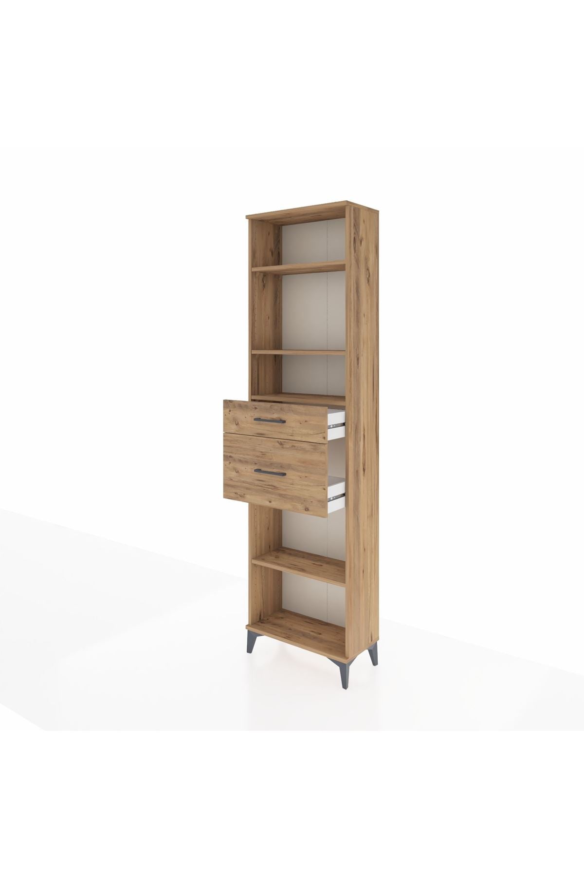 Arges Dolap 4 Raflı 2 Çekmeceli 60x30x221 Çam-Çam