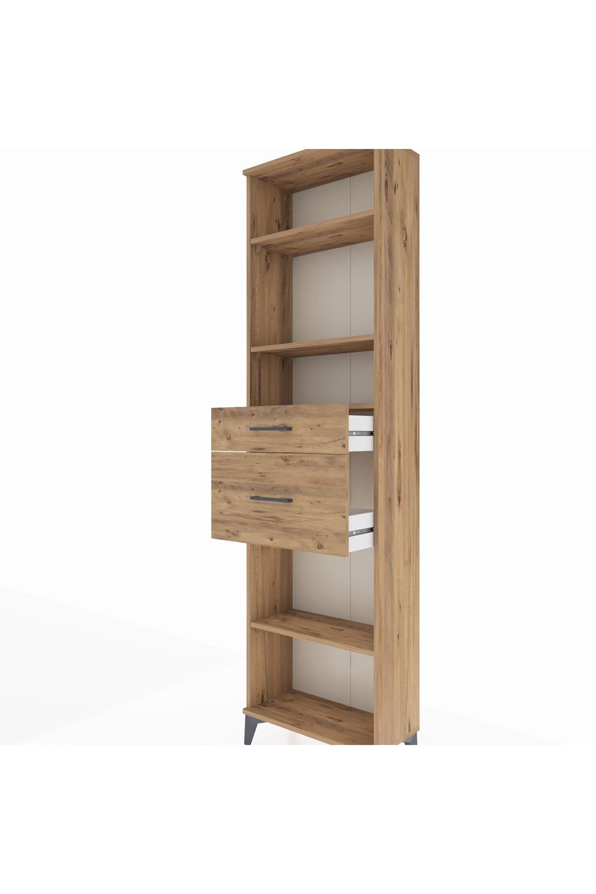 Arges Dolap 4 Raflı 2 Çekmeceli 60x30x221 Çam-Çam