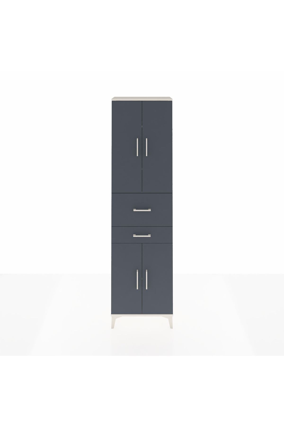Arges Dolap 4 Raflı 2 Çekmeceli 4 Kapaklı 60x30x221 Aytaşı-Antrasit