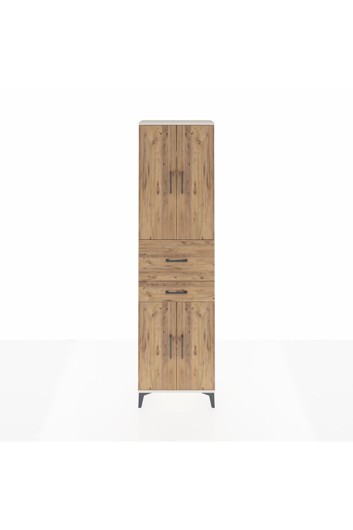 Arges Dolap 4 Raflı 2 Çekmeceli 4 Kapaklı 60x30x221 Aytaşı-Çam