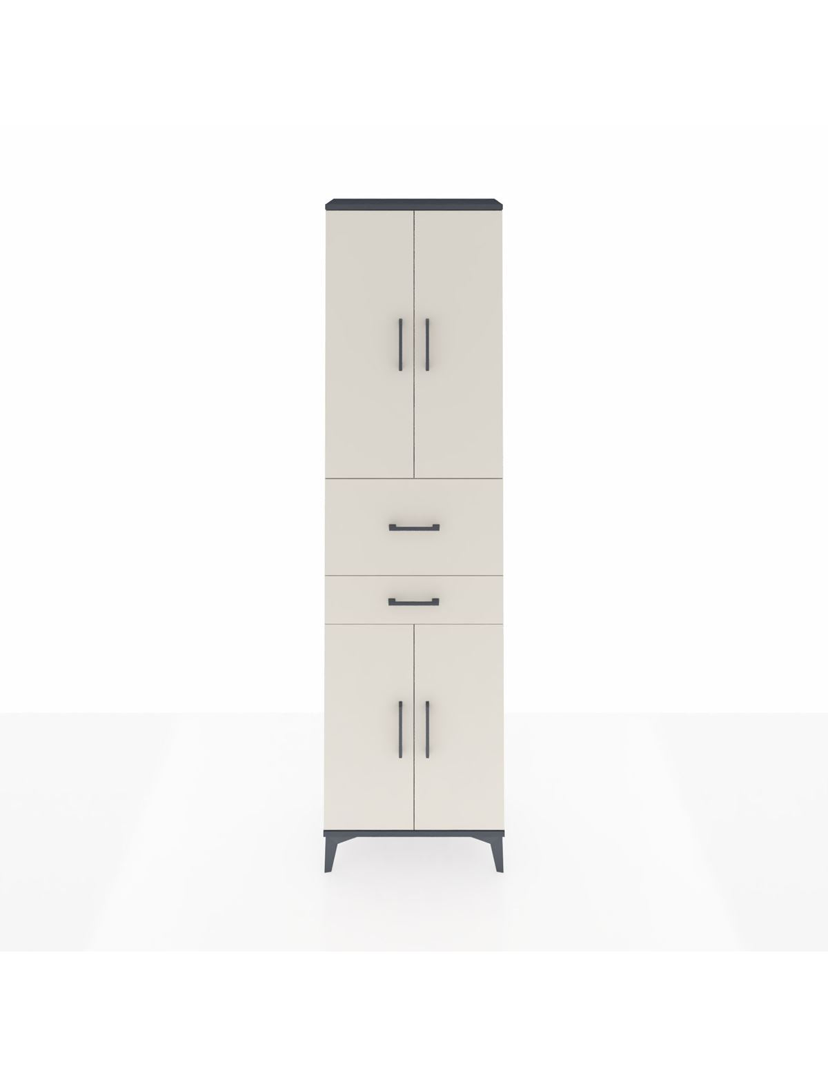 Arges Dolap 4 Raflı 2 Çekmeceli 4 Kapaklı 60x30x221 Antrasit-Aytaşı