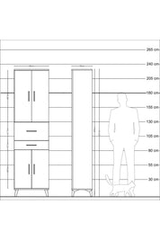 Arges Dolap 4 Raflı 2 Çekmeceli 4 Kapaklı 60x30x221 Antrasit-Aytaşı