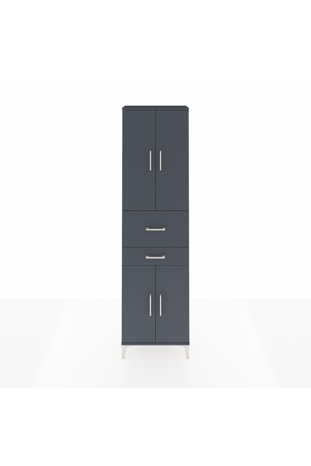 Arges Dolap 4 Raflı 2 Çekmeceli 4 Kapaklı 60x30x221 Antrasit-Antrasit