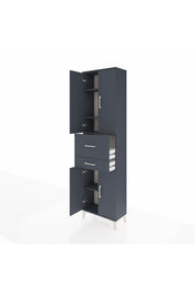 Arges Dolap 4 Raflı 2 Çekmeceli 4 Kapaklı 60x30x221 Antrasit-Antrasit