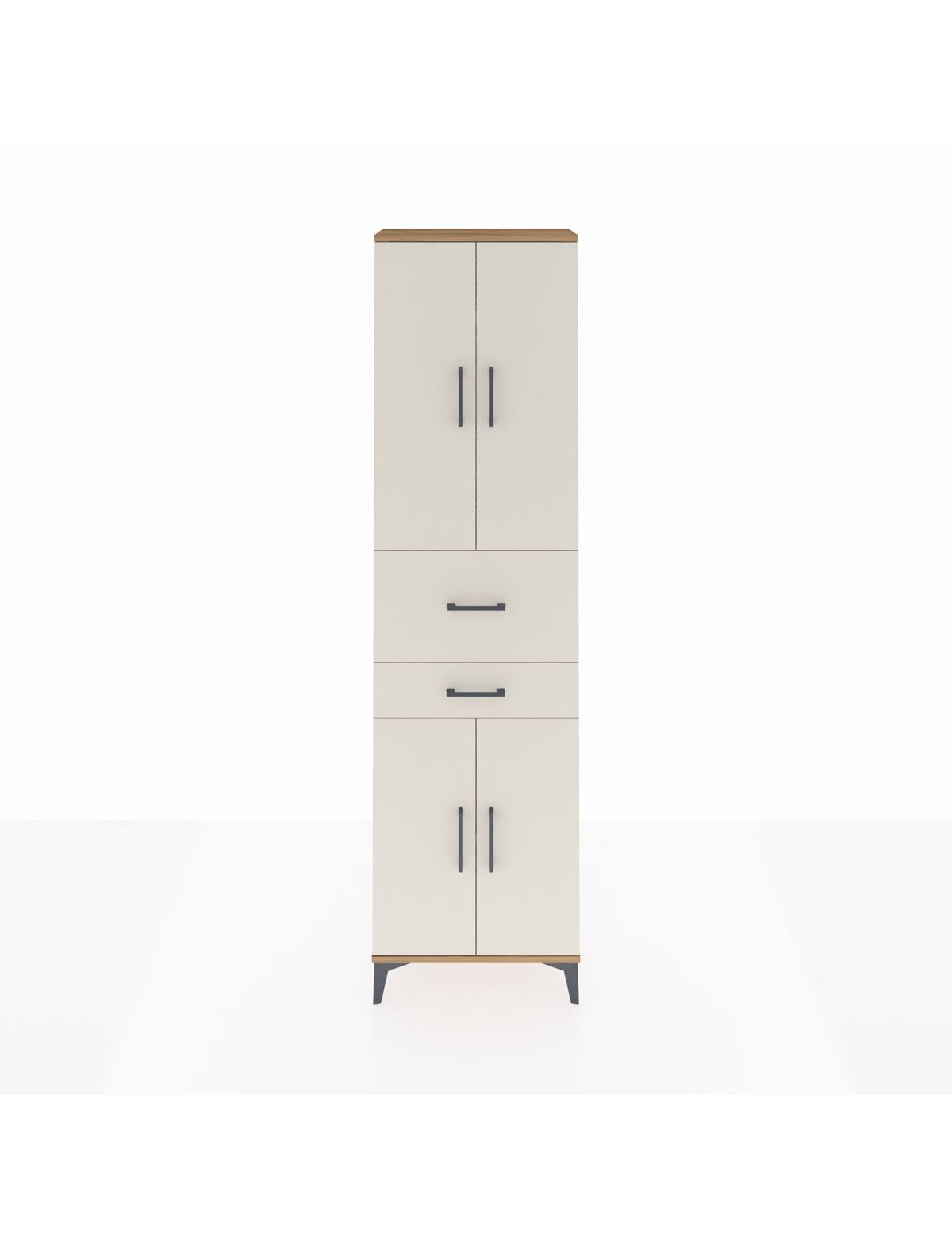 Arges Dolap 4 Raflı 2 Çekmeceli 4 Kapaklı 60x30x221 Çam-Aytaşı