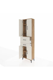 Arges Dolap 4 Raflı 2 Çekmeceli 4 Kapaklı 60x30x221 Çam-Aytaşı