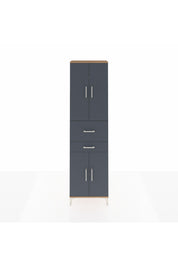 Arges Dolap 4 Raflı 2 Çekmeceli 4 Kapaklı 60x30x221 Çam-Antrasit