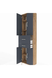 Arges Dolap 4 Raflı 2 Çekmeceli 4 Kapaklı 60x30x221 Çam-Antrasit