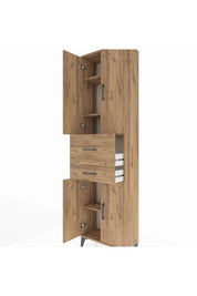 Arges Dolap 4 Raflı 2 Çekmeceli 4 Kapaklı 60x30x221 Çam-Çam