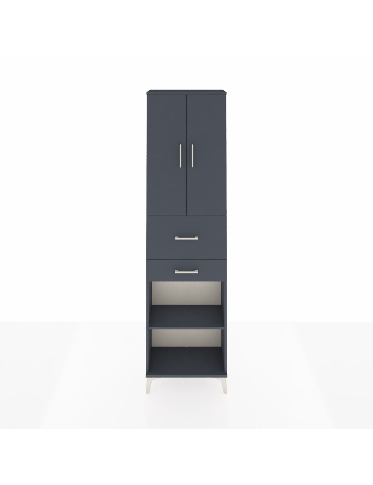 Arges Dolap 4 Raflı 2 Çekmeceli 2 Kapaklı 60x30x221 Antrasit-Antrasit