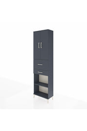 Arges Dolap 4 Raflı 2 Çekmeceli 2 Kapaklı 60x30x221 Antrasit-Antrasit