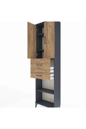 Arges Dolap 4 Raflı 2 Çekmeceli 2 Kapaklı 60x30x221 Antrasit-Çam