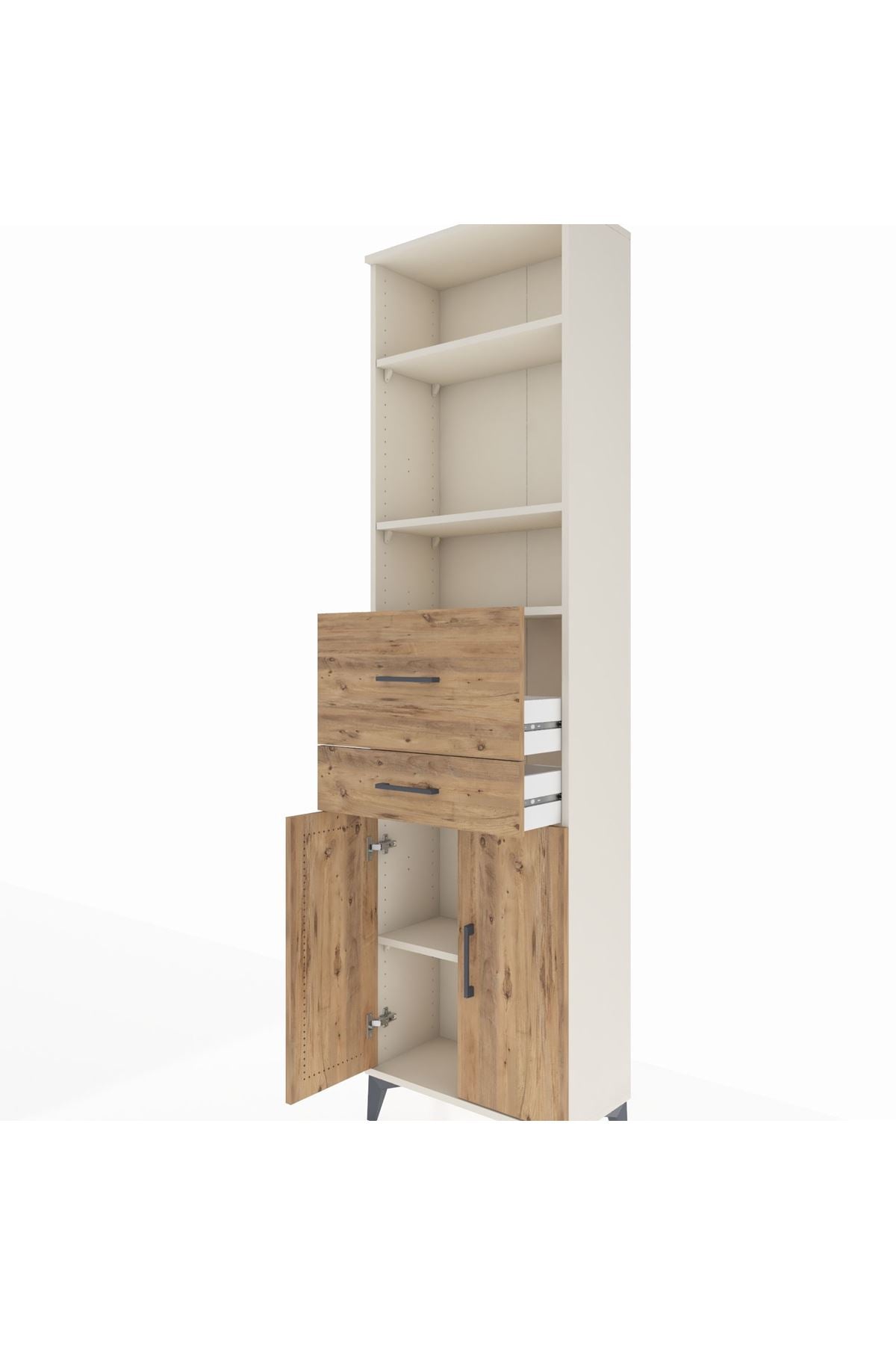 Arges Dolap 4 Raflı 2 Çekmeceli 2 Kapaklı 60x30x221 Aytaşı-Çam