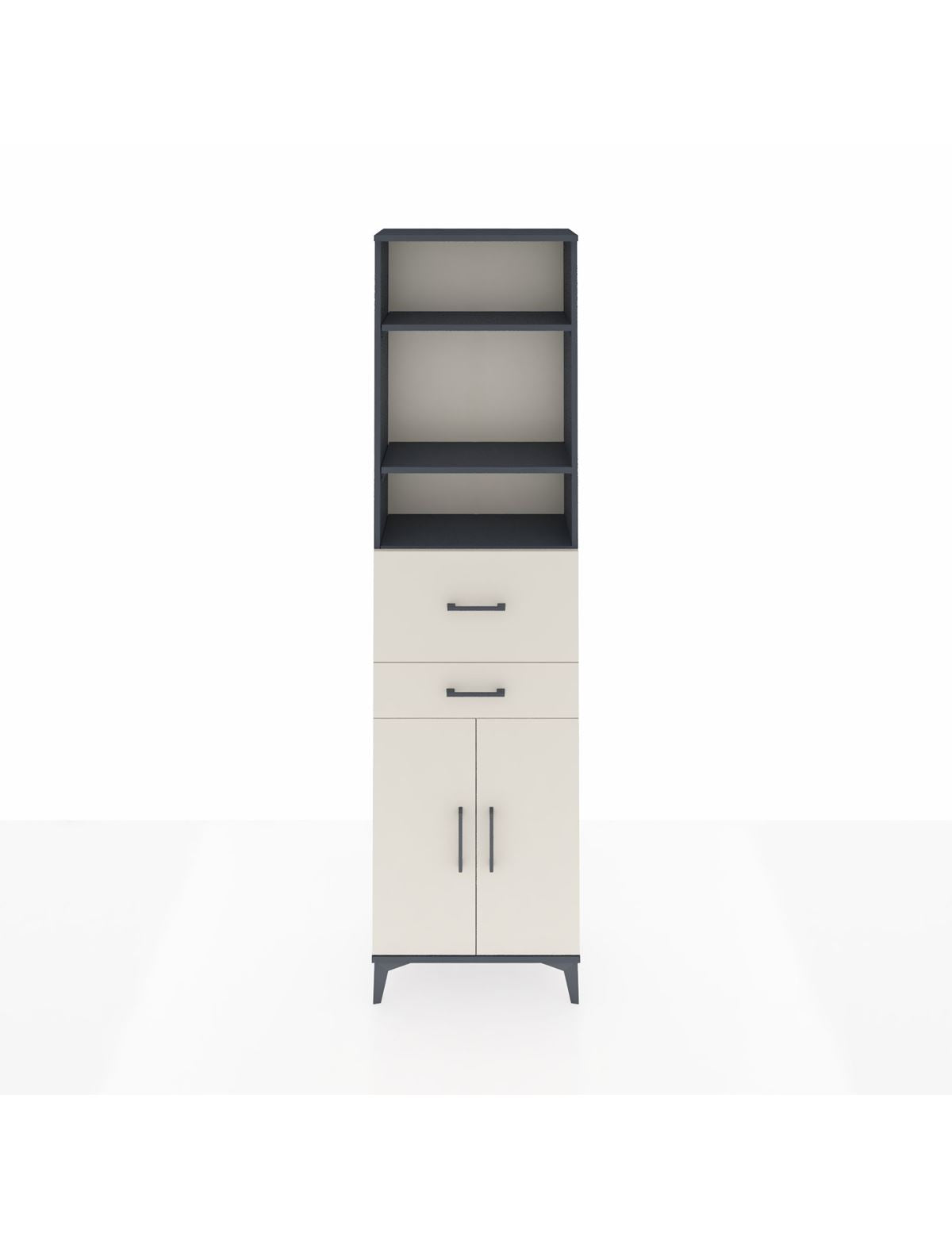 Arges Dolap 4 Raflı 2 Çekmeceli 2 Kapaklı 60x30x221 Antrasit-Aytaşı