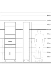 Arges Dolap 4 Raflı 2 Çekmeceli 2 Kapaklı 60x30x221 Aytaşı-Çam