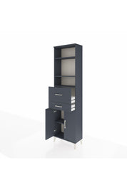 Arges Dolap 4 Raflı 2 Çekmeceli 2 Kapaklı 60x30x221 Antrasit-Antrasit