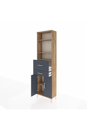 Arges Dolap 4 Raflı 2 Çekmeceli 2 Kapaklı 60x30x221 Çam-Antrasit