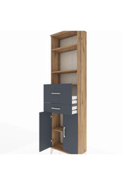 Arges Dolap 4 Raflı 2 Çekmeceli 2 Kapaklı 60x30x221 Çam-Antrasit