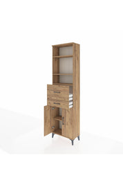 Arges Dolap 4 Raflı 2 Çekmeceli 2 Kapaklı 60x30x221 Çam-Çam