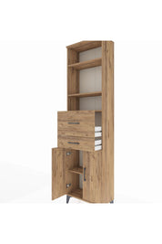 Arges Dolap 4 Raflı 2 Çekmeceli 2 Kapaklı 60x30x221 Çam-Çam