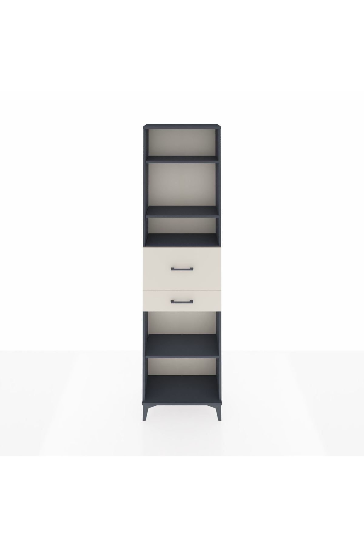 Arges Dolap 4 Raflı 2 Çekmeceli 60x30x221 Antrasit-Aytaşı