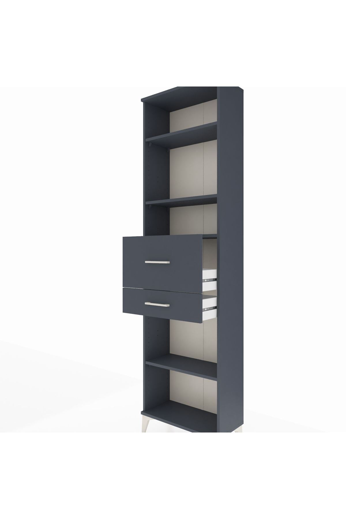 Arges Dolap 4 Raflı 2 Çekmeceli 60x30x221 Antrasit-Antrasit